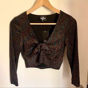 Valfre Brand New Glitter Blouse Crop Top with tie